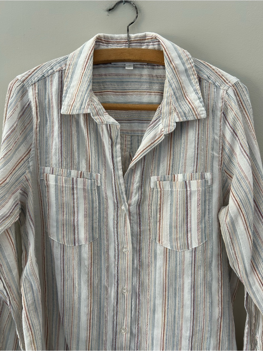 Adyson Parker Cotton Blend Striped Airy Optional 3/4 Sleeve Button Down Shirt - Picture 3 of 5